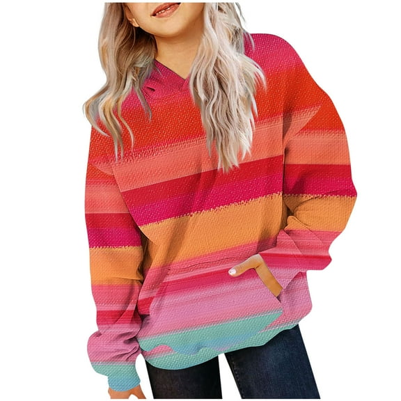 Maean Kids Oversized Striped Sweatshirts Hoodie Long Sleeve Pockets Pullover Sweatshirt for Boys Girls