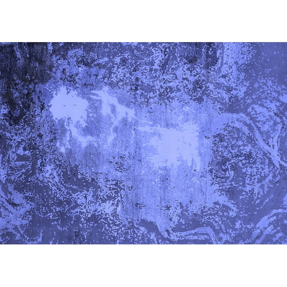 Ahgly Company Machine Washable Indoor Rectangle Oriental Blue Industrial Area Rugs, 7' x 9'