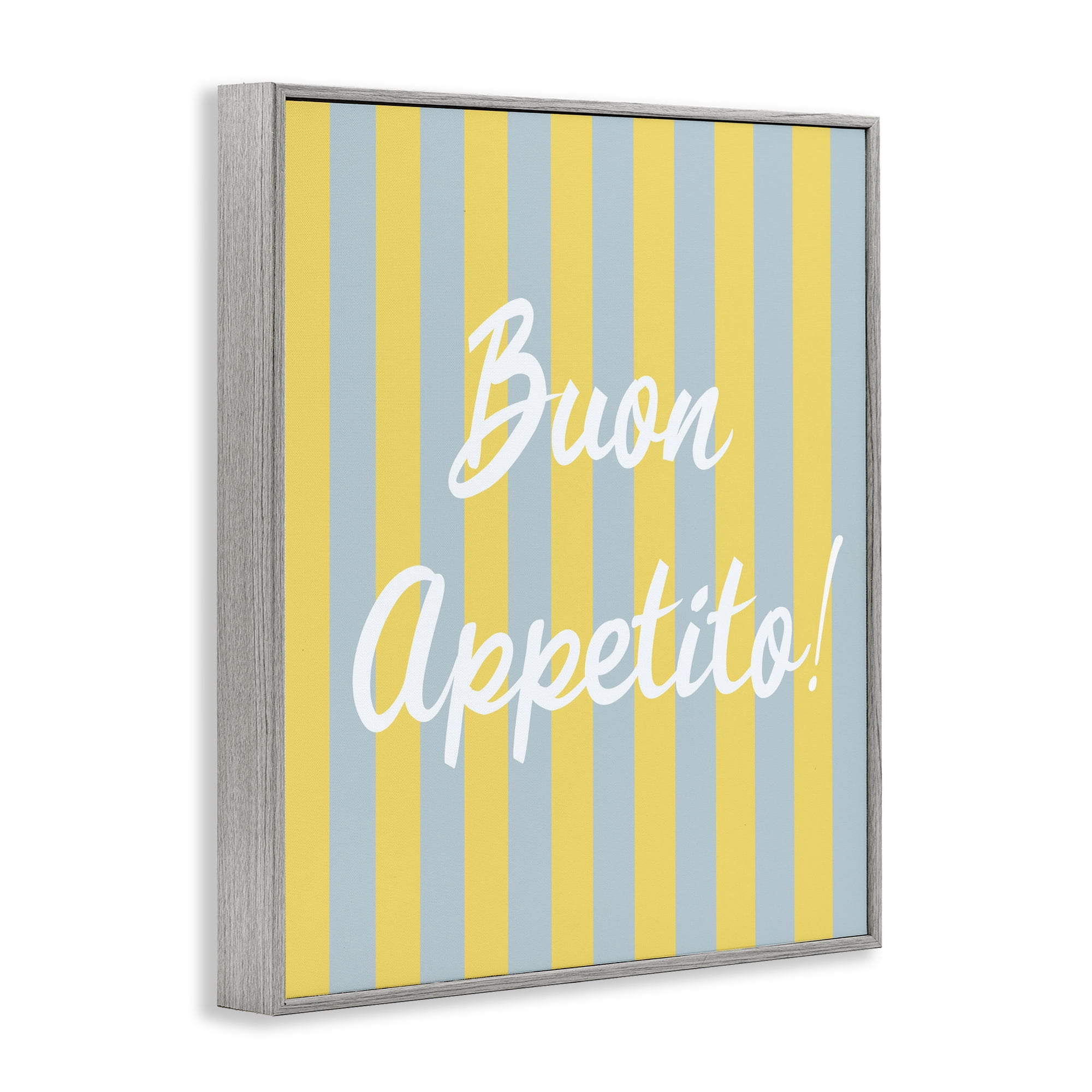 Stupell Industries Buon Appetito Blue Yellow Stripes Gray Framed Giclee Art, design by SD Graphics Studio