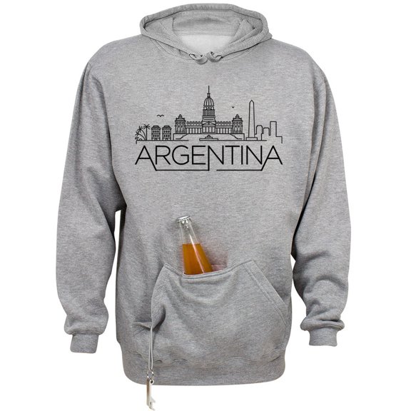 Skyline Argentina Beer Holder Tailgate Hoodie Sweatshirt Unisex Large Oxford