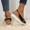 thumbnail image 4 of Espadrilles Wedge Sandals for Women Peep Toe Fashion Buckle Strap Summer Dress Shoes Adjustable Slingback Heels Black Size 8.5, 4 of 8