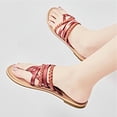 thumbnail image 5 of Women's Casual Flat Slide Sandals Criss Cross Strappy Open Toe Beach Thong Sandals., 5 of 6