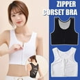 thumbnail image 3 of Bandage Chest Binder Zip Up Breast Binder Flat Slim Chest Supporter Sha D Heat T4T9, 3 of 8