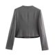 thumbnail image 4 of HH TRAF 2024 Abrigos cortos casuales para mujer, color gris, cuello redondo, mangas largas, bolsillos, botones, chaquetas de un solo pecho para otoño, moda para mujer, 4 of 5