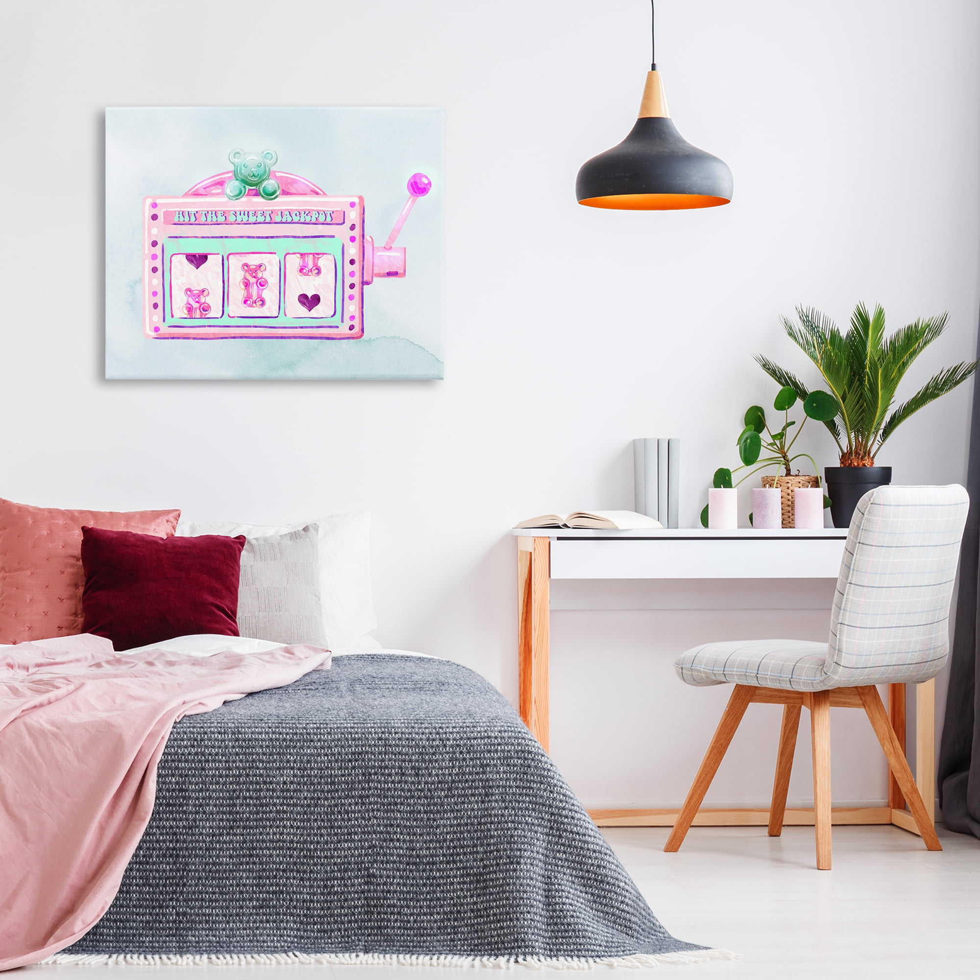 Stupell Industries Pink Pastel Slots Novelty & Humor Painting Wrapped Canvas Art Print Wall Art, 40 x 30