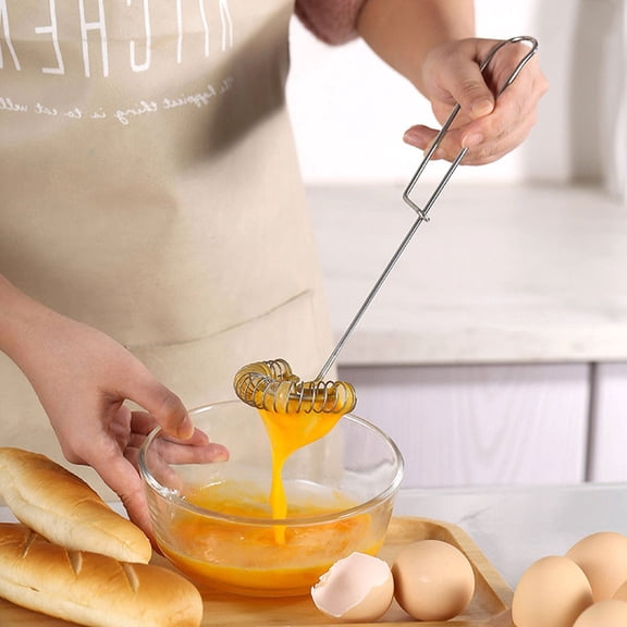 ibasenice 3pcs Manual Egg Stirrer Stainless Steel Spring Coil Egg Whisk Cream Mixing Whisk