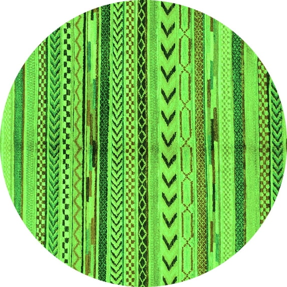 Ahgly Company Indoor Round Oriental Green Modern Area Rugs, 3' Round