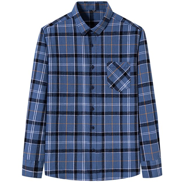 XDZJLR Men Shirts Long Sleeved Pure Wool Plaid Plus Size Fashion Tops