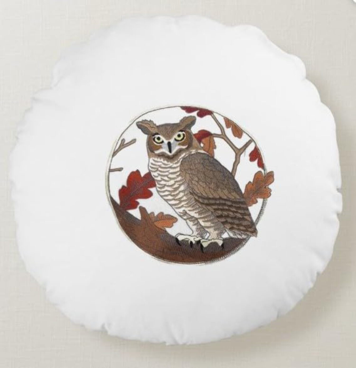 Beyond Vision Custom Great Horned Owl in Autumn Embroidered Iron on/Sew Patch (7.09" x 6.85")