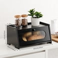 thumbnail image 3 of Black Bread Box for Kitchen Countertop,Large Capacity Kitchen Countertop Organizer,Bread Storage with Acrylic Window for Cabinet,Pantry,Cupboard, 3 of 16