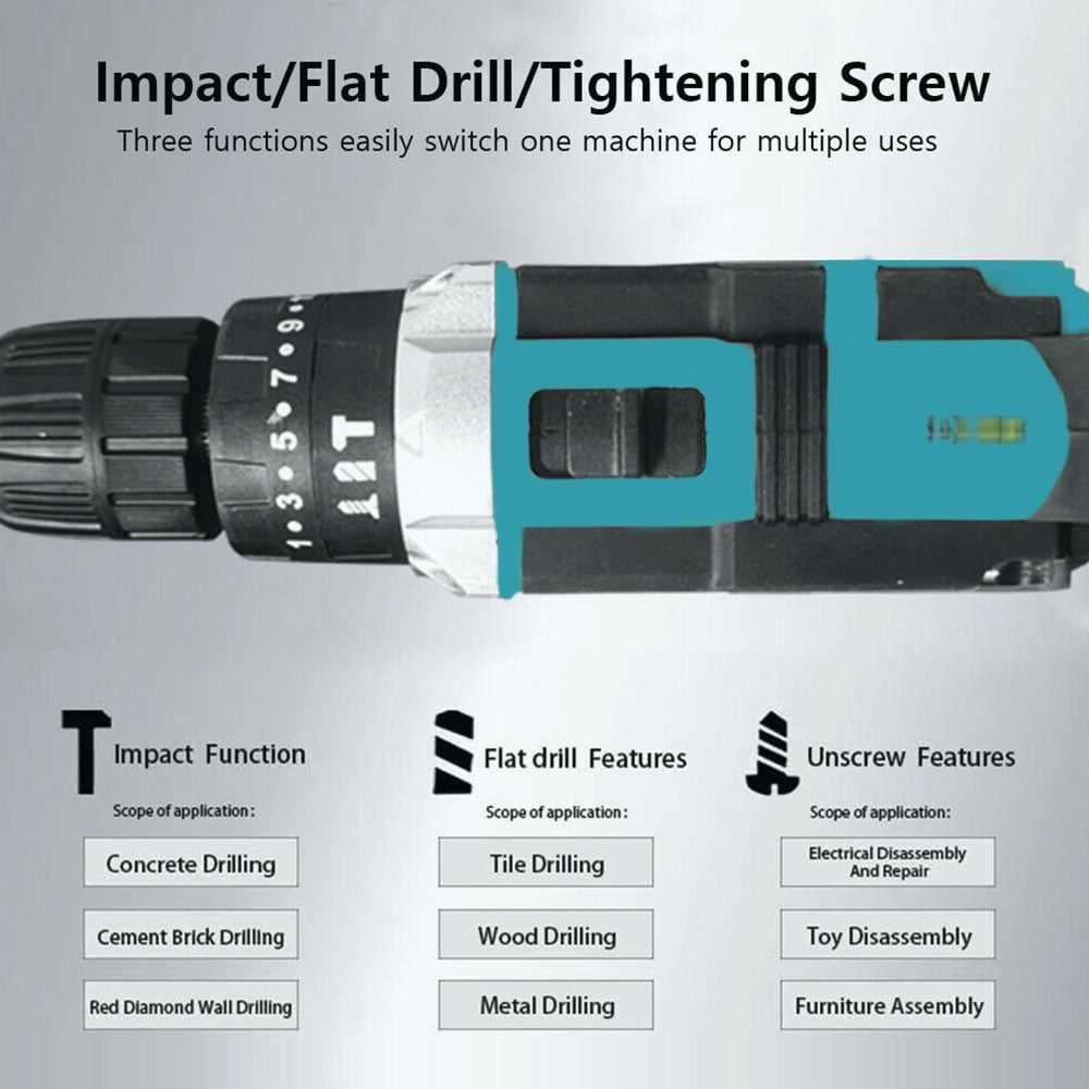 ikaufen Cordless Drill Driver, 21V Electric Drill Screwdriver Kit with 25+1 Torque, 2 Speed with 2 Batteries 1.5Ah, LED Light Cordless Combi for Home and Garden DIY Project