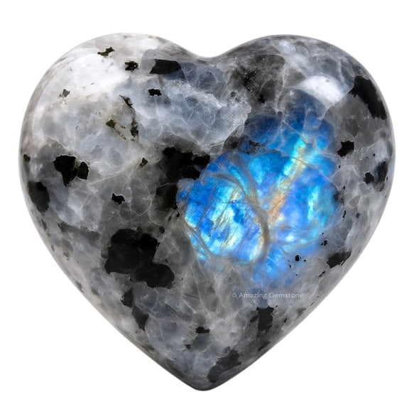 Rainbow Moonstone Crystal Heart - Pocket Massage Worry Stone