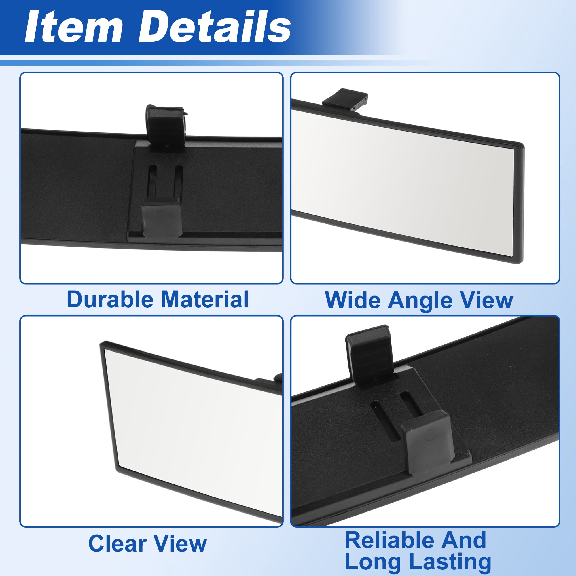 Unique Bargains 11.81x 2.36" Interior Rearview Mirror Back Clip Type Rectangle
