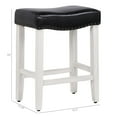 thumbnail image 3 of Polytrends Jameson Upholstered Polyester Antique White 24 Inch Counter Stool (Set Of 2) Antique White/Black Wood Rubberwood Footrest Leather Glam, 3 of 5