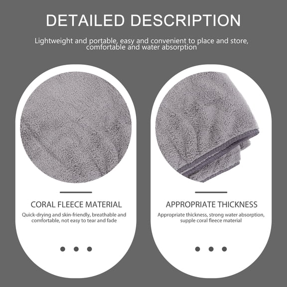 LOLIPPYY Grey Coral Fleece Bath Towel Set - Lightweight, Soft, and Portable Towels for Home and Travel Use