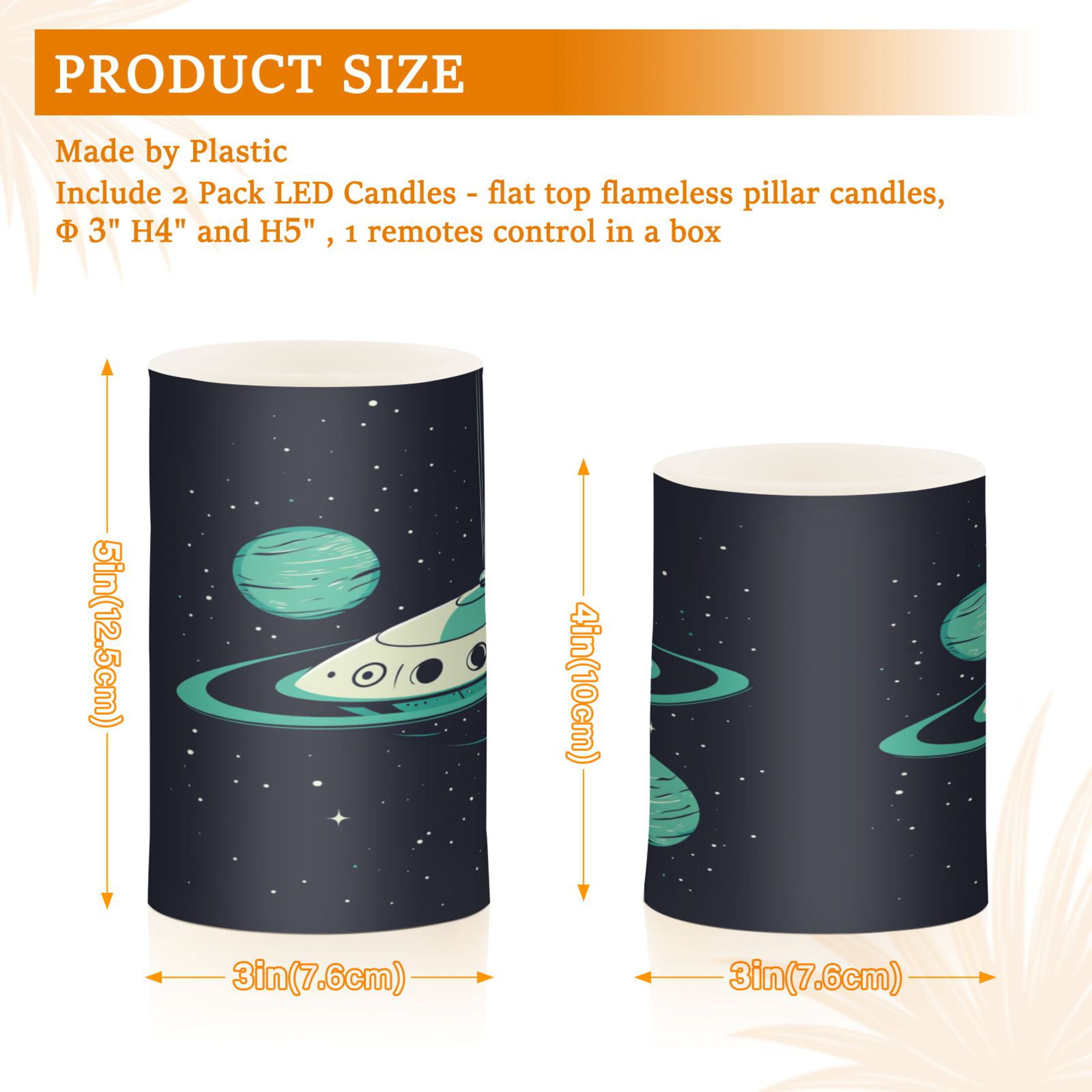 Flameless Candles Lights, Pack of two LED Lights, Dimmable LED Pillar Candles Battery Operated, Flames Remote Control A Cute Little Astronaut
