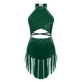 thumbnail image 6 of Kaerm Kids Girls Lyrical Dance Dress Sleeveless Sparkly Ballet Figure Ice Skating Dress Contemporary Green 8, 6 of 9