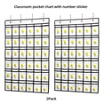 thumbnail image 4 of 2 PCS Of 36 Pockets Classroom Pocket Chart For Cell Phone Calculator, Clear Pocket Chart Organizer For Classroom With 36 Number Sticker And 2 Types Of Hooks Size:38.5x25.7 Inch (White-2pack), 4 of 8