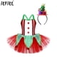 thumbnail image 2 of Disfraz de elfo navideño de Papá Noel para niña, disfraz de fiesta con lentejuelas delanteras, bolas de felpa, tutú con volantes, vestido de malla con diadema para el pelo, 2 of 5