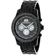 Men's 1/4ct Black Diamond Chronograph Watch Metal Band plus Extra Leather Straps