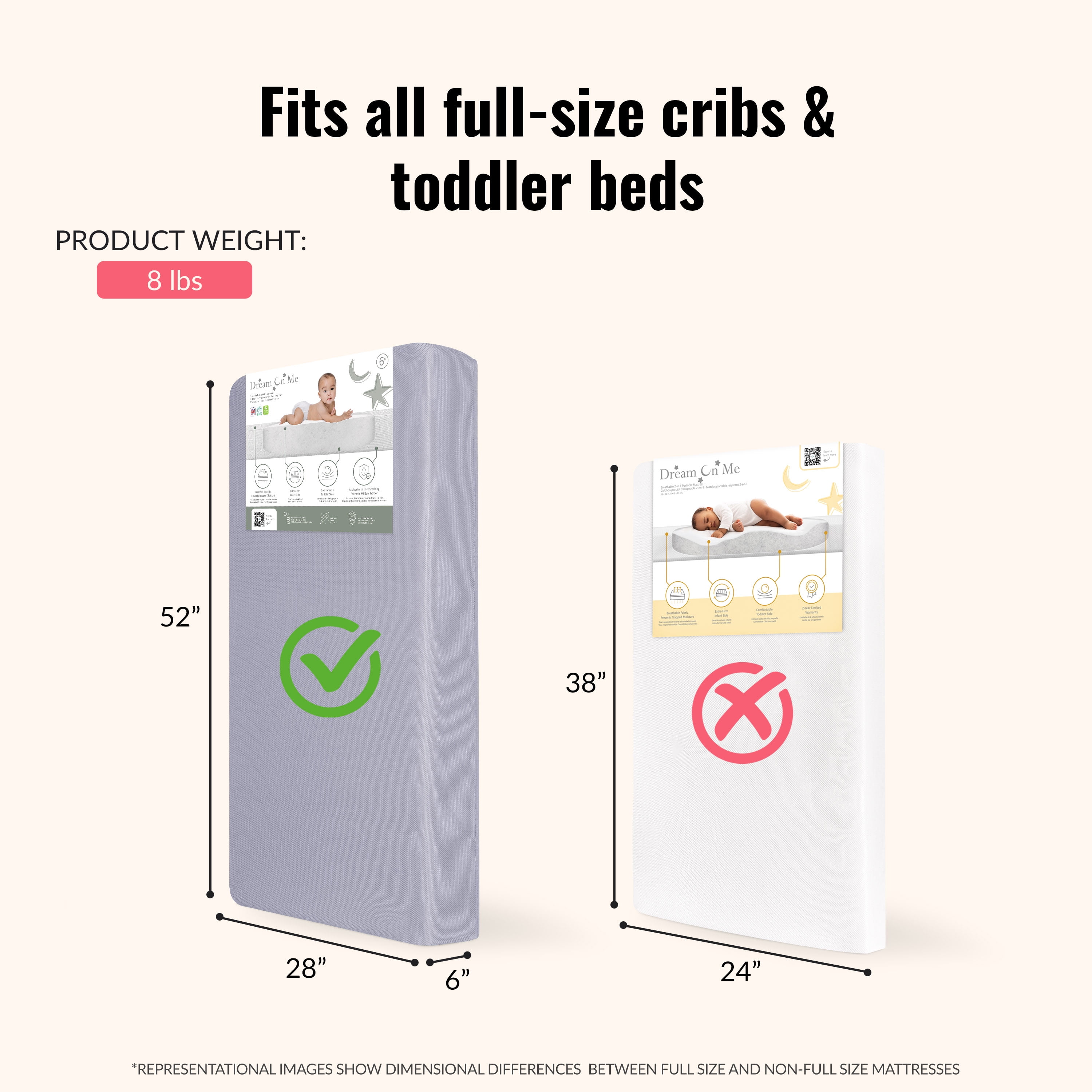 Dream on Me Starbright Breathable Foam Crib & Toddler Mattress In Periwinkle (Fits Full Size Cribs and Toddler Beds)