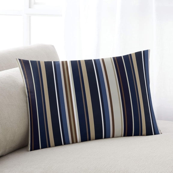 Blue and Brown Geometric Stripe Pattern Body Pillow Cover, Pillowcase Protectors with Zipper, Breathable Decorative Throw Pillow Case Cover, Pillow Shams for Couch Sofa 24x36Inch