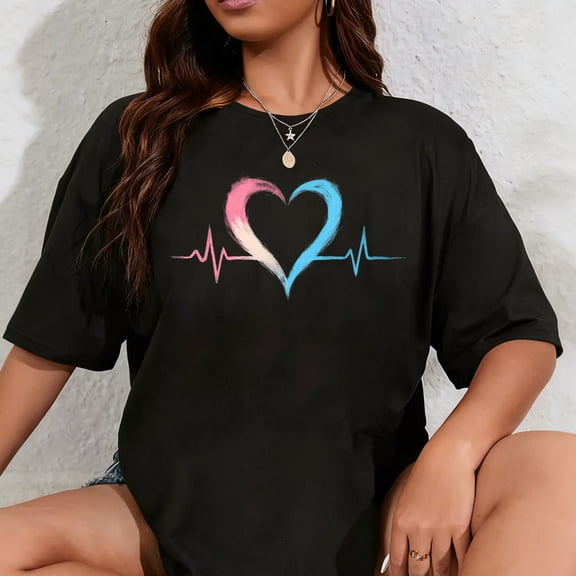 100% Cotton Heartbeat Transgender Flag LGBT Pride Month T-Shirt