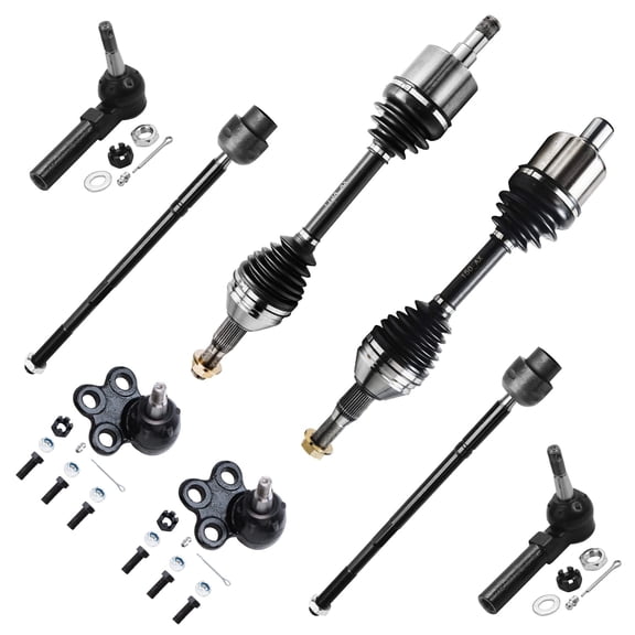 Detroit Axle - Front CV Axles Kit for Chevy Impala Monte Carlo Pontiac Grand Prix Buick LaCrosse Allure Regal Century Olds Intrigue, 2 CV Axle Shafts 2 Lower Ball Joints 4 Inner Outer Tie Rods