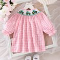 thumbnail image 2 of ZHOGXU Summer Sweet And Cute Girl Baby Dress Elastic Neckline Cute Embroidery Striped Long Sleeve Dress，Light Pink，9-12 Months, 2 of 9