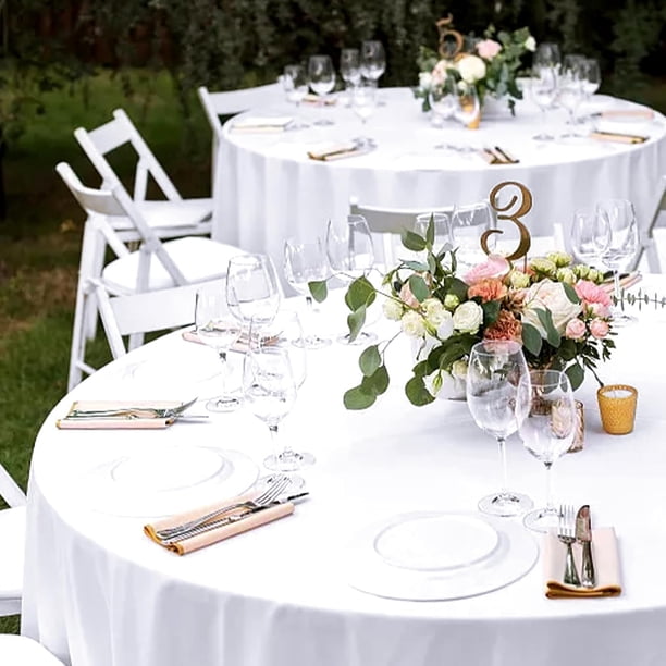 TRAHOO-12 Pack Round Tablecloth 90 Inch - White Polyester Table  display picture 1