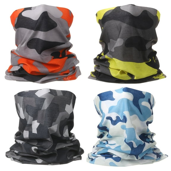 4pcs Summer Cooling Neck Gaiter Sun Protection Face Mask Fishing Neck Gaiter Sunscreen Breathable Bandana for Men Women, Camo N