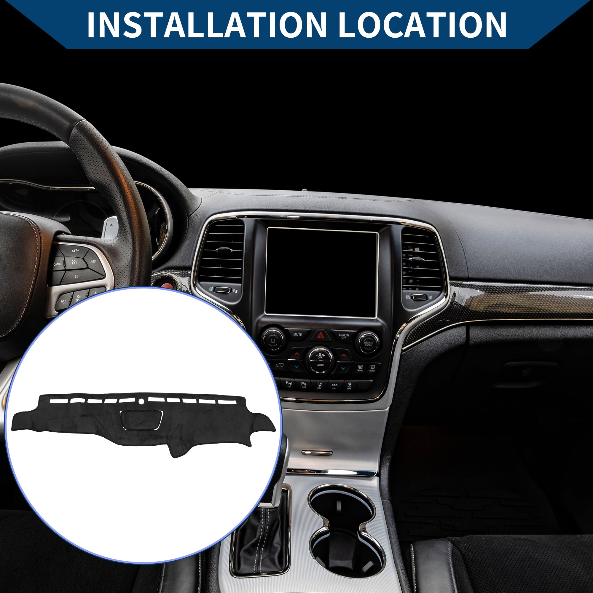 Unique Bargains Dash Cover for Jeep Wrangler JK 2007-2017 Non-Slip Flannel Black