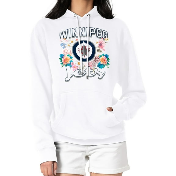 Women's G-III 4Her by Carl Banks White Winnipeg Jets Flower Logo Pullover Hoodie