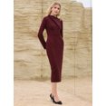 thumbnail image 3 of DARING DIVA Women's Elegant Pencil Dress Lapel V Neck Long Sleeve Dress XL Dark Red, 3 of 7