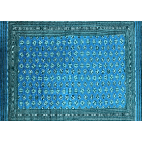 Ahgly Company Indoor Rectangle Oriental Light Blue Industrial Area Rugs, 7' x 10'