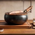 thumbnail image 5 of Clearance!Nonstick Wok Cooking Wok Wood Handle Gas Cookware Induction Cooker Chinese Stir Fry Pan for Restaurant Camping Hotel, Wood Lid (9.5*4.1In), 5 of 7