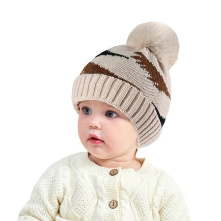 

Knitted Cap Autumn And Winter Cartoon Dinosaur Jacquard Children Cap Boys Girls Baby Warm Single Ball Hat Baby Boy Girl Hats Caps