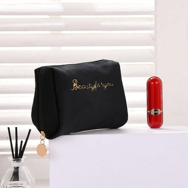 Langgg Trousse de Maquillage Portative en Velours avec Fermeture Éclair