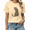 1-Beige, variant on Women's Beige Sitting Cheetah Profile Silhouette Graphic Short Sleeve T-Shirt Cotton Crewneck Top