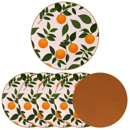 

YZUOUZY Home Decor Coaster for Desk Set of 6 Round Unique Coasters Citrus Sugar Mango Orange Fruit