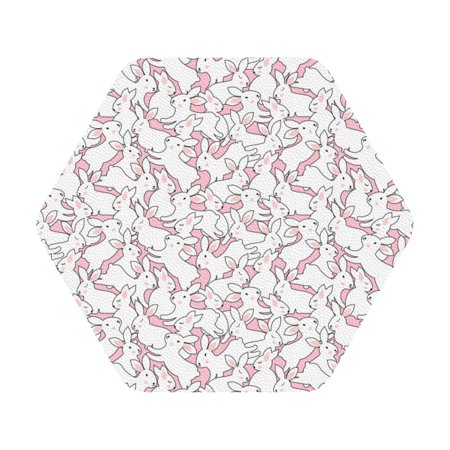 

Coaee Playing Rabbit Print Leather Coasters Set of 6 Non-Slip Washable Cup Coasters for Home Office Bar Hexagon