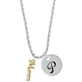 thumbnail image 1 of Delight Jewelry Goldtone Small Mom Script Silvertone Script Initial Disc - P - Charm Necklace, 20"+3", 1 of 4