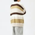thumbnail image 4 of Hinvhai Men's Casual Soft Striped Fuzzy Sweater Young Cool Boy Warm Knitted Pullover Winter Long Sleeve Solid Loose Sweaters Beige 8(L), 4 of 5