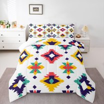 Manfei Bohemian Aztec 2pcs Bedding Comforter Set for Teens Female Men,Exotic Style Twin Comforter Sets,Tribal Theme Breathable Bedding Set,Lightweight Room Decor