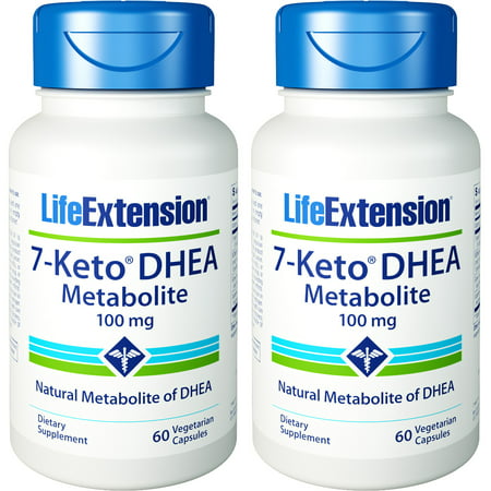 Life Extension 7-céto DHEA métabolites 100 mg 60 Capsules végétarienne 2 Bouteilles