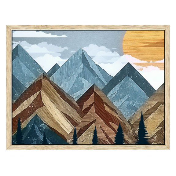 NIJIAN  Boho Mountain Wall Art Framed Mountain Pictures Wall Decor Large Sun Mountain Landscape Canvas Artwork for Living Room Bedroom Bathroom Office