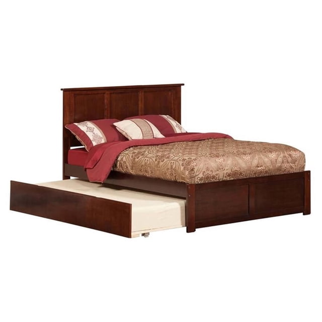 Leo & Lacey Madison Lit Plateforme Complet en Bois avec Tiroir-Lit Simple, Noyer