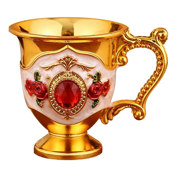 ZestqaQ Exquisite Alloy White Wine Glass, Gemstoned Decoration, Classical Pattern, Durable and Elegant Wineware, Perfect for Home Entertaining