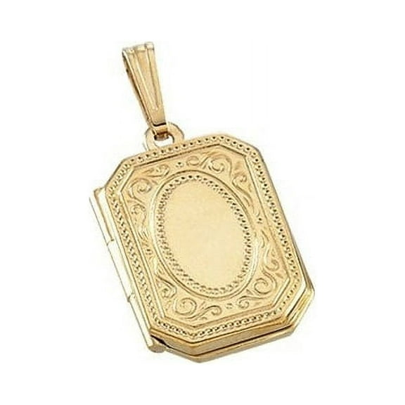 Solid 14K Yellow Gold Rectangle Locket - 1/2 Inch X Just Under 3/4 Inch