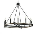 thumbnail image 5 of ACROMA  12-light 41In Farmhouse Black Geometric Wheel Chandelier - N/A Weathered Walnut Distressed, Satin, Matte Adjustable Painted, 5 of 5